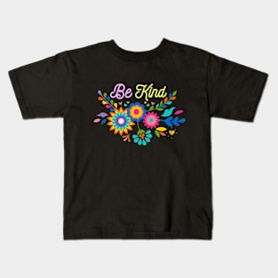 Be Kind Latin Floral (Nickainley Font) Kids T-Shirt